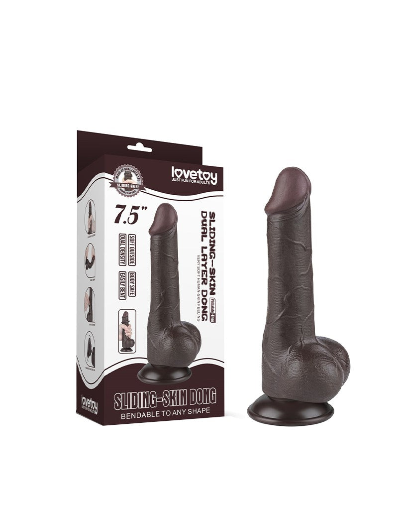 2: LoveToy - Hautgleitdildo 19,5 cm (Ø 3,6 cm) - Schwarz