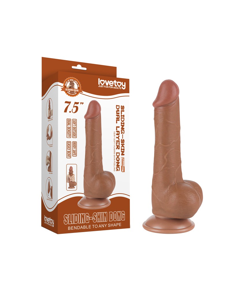 LoveToy - Skin-Schiebe-Dildo 19,5 cm (Ø 3,6 cm) - Braun