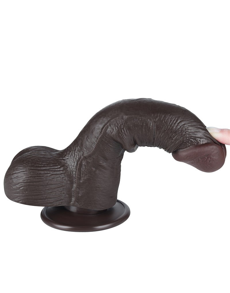 LoveToy - Schiebe-Skin-Dildo 19,5 cm (Ø 3,7 cm) - Schwarz