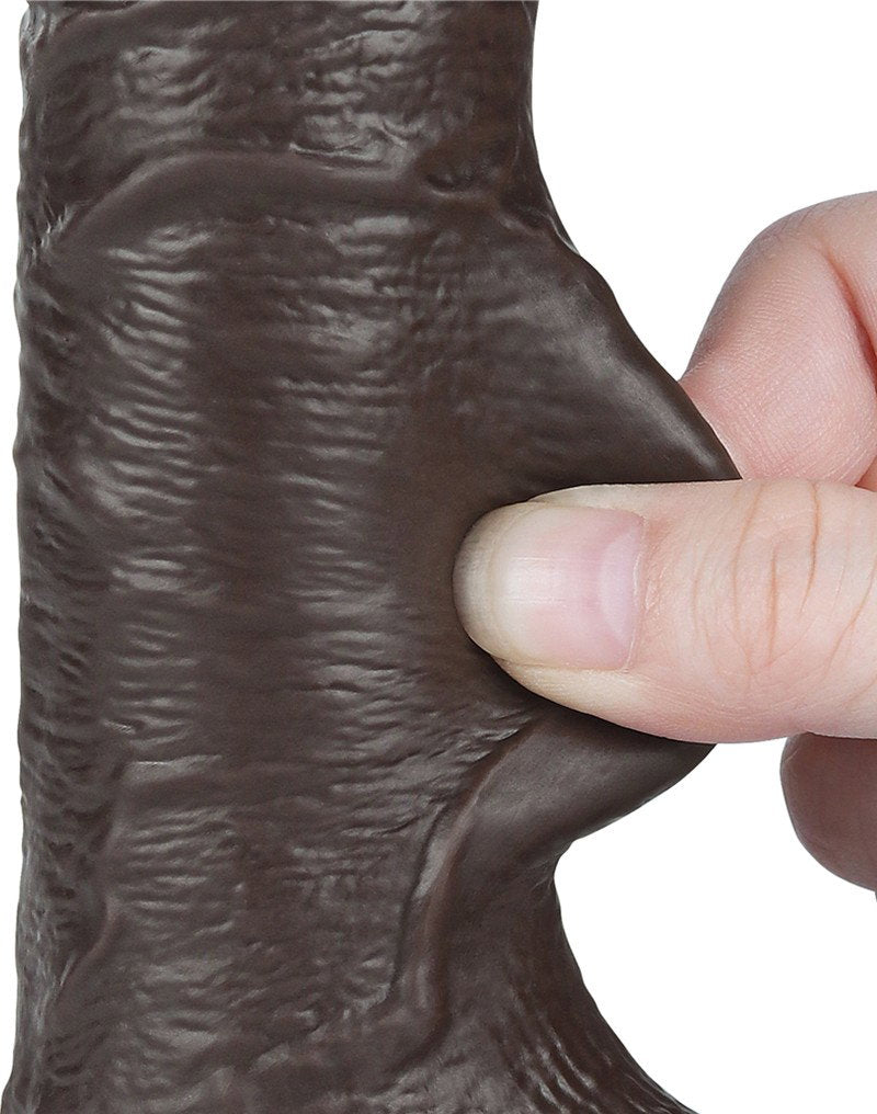 LoveToy - Schiebe-Skin-Dildo 19,5 cm (Ø 3,7 cm) - Schwarz