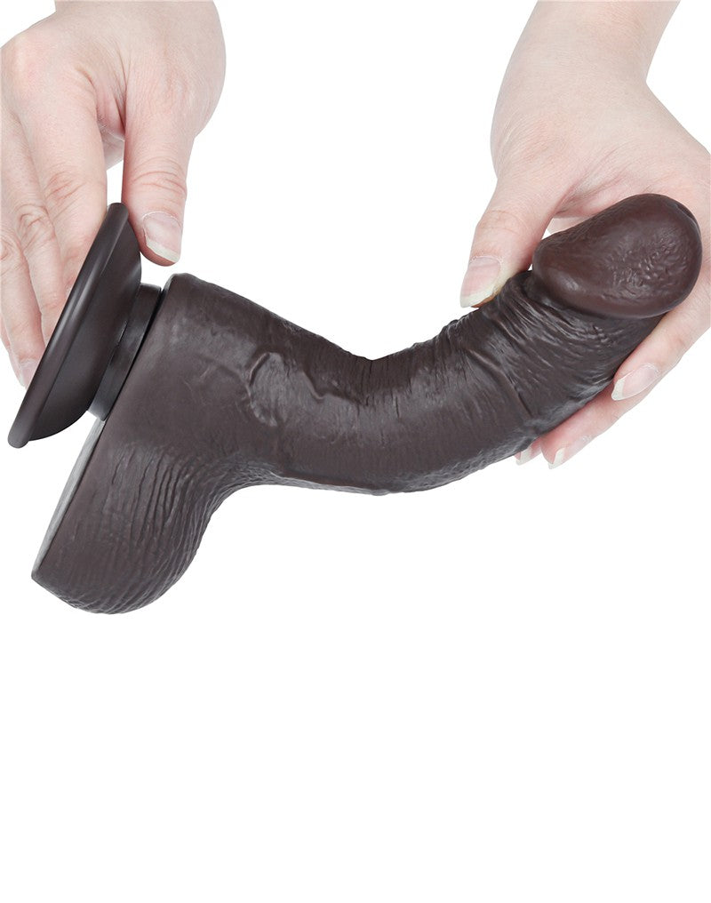 LoveToy - Schiebe-Skin-Dildo 19,5 cm (Ø 3,7 cm) - Schwarz
