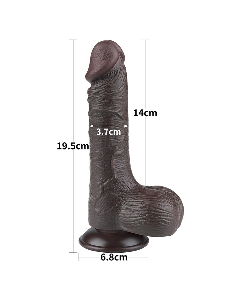 LoveToy - Schiebe-Skin-Dildo 19,5 cm (Ø 3,7 cm) - Schwarz