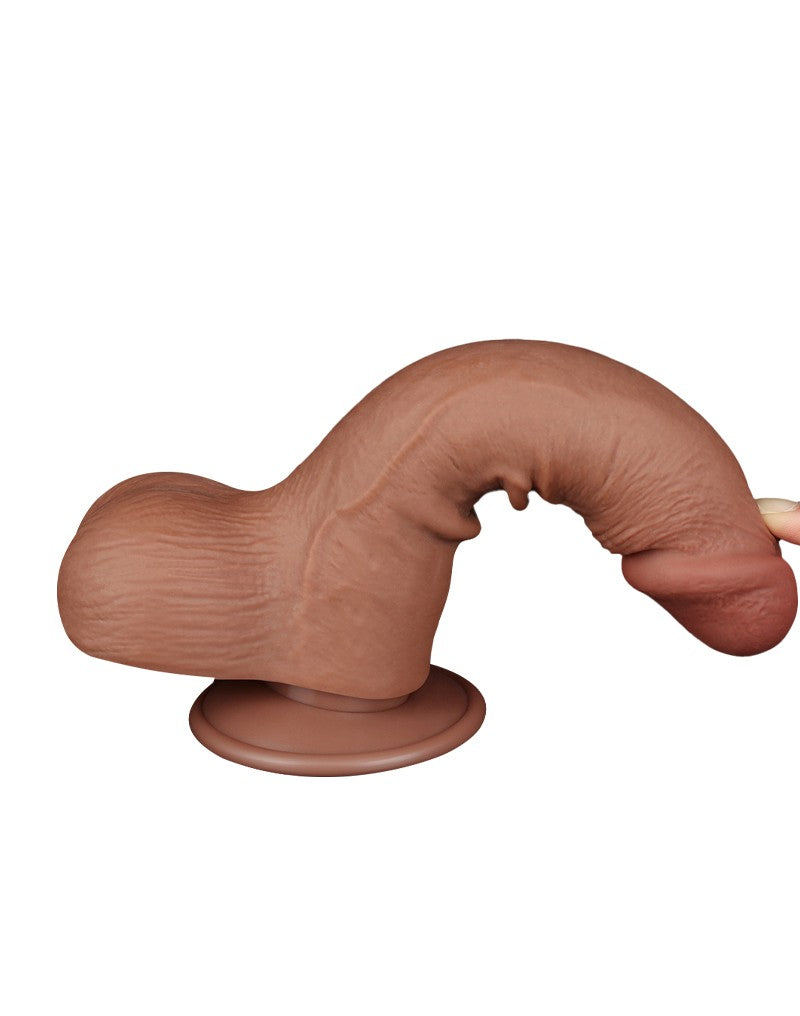 LoveToy - Skin-Schiebe-Dildo 19,5 cm (Ø 3,7 cm) - Braun