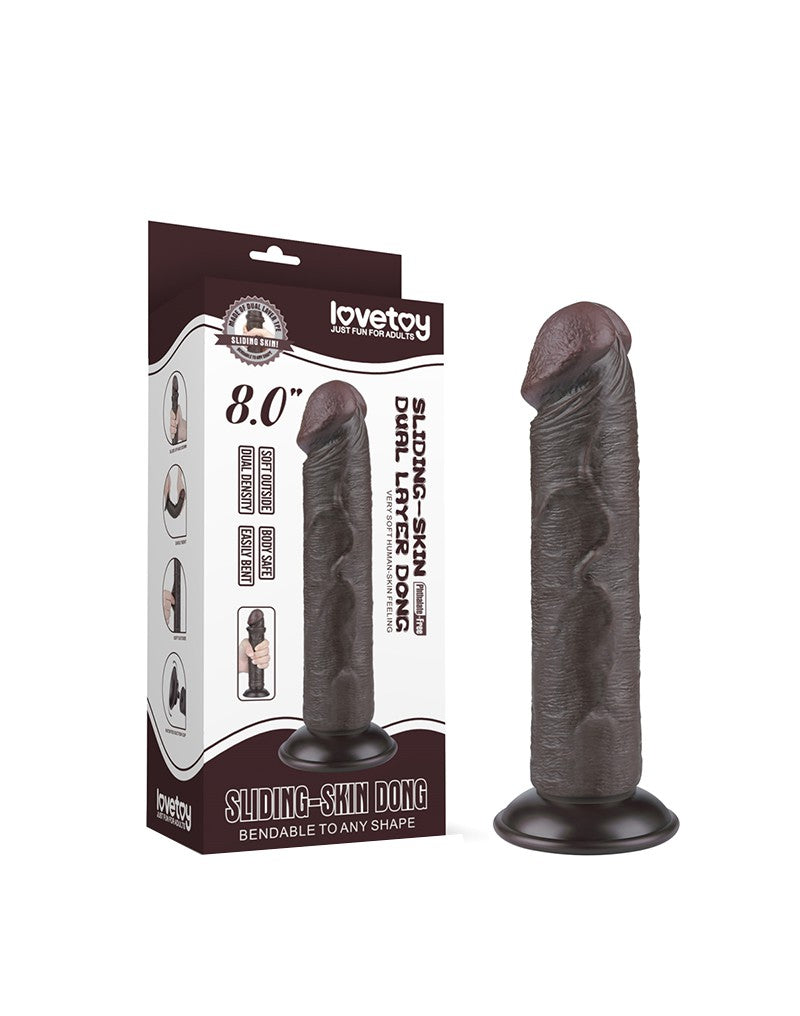 LoveToy - Skin-Schiebe-Dildo 20 cm (Ø 3,8 cm) - Schwarz