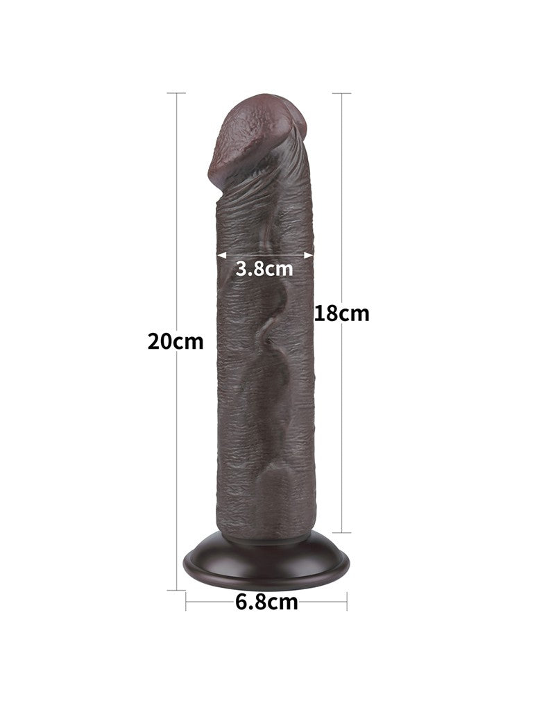 LoveToy - Skin-Schiebe-Dildo 20 cm (Ø 3,8 cm) - Schwarz