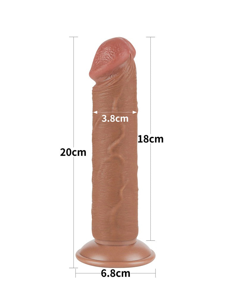 LoveToy - Skin-Schiebe-Dildo 20 cm (Ø 3,8 cm) - Braun