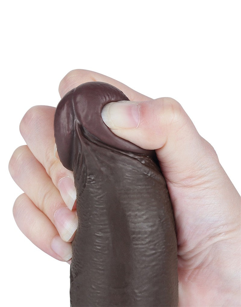 LoveToy - Gleitender Hautdildo 20 cm (Ø 4 cm) - Schwarz