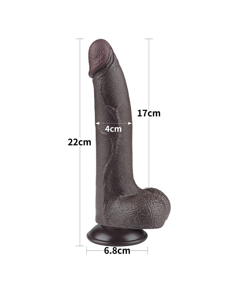LoveToy - Gleitender Hautdildo 20 cm (Ø 4 cm) - Schwarz