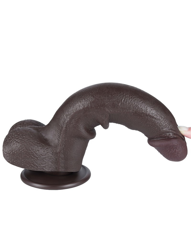 LoveToy - Gleitender Hautdildo 20 cm (Ø 4 cm) - Schwarz