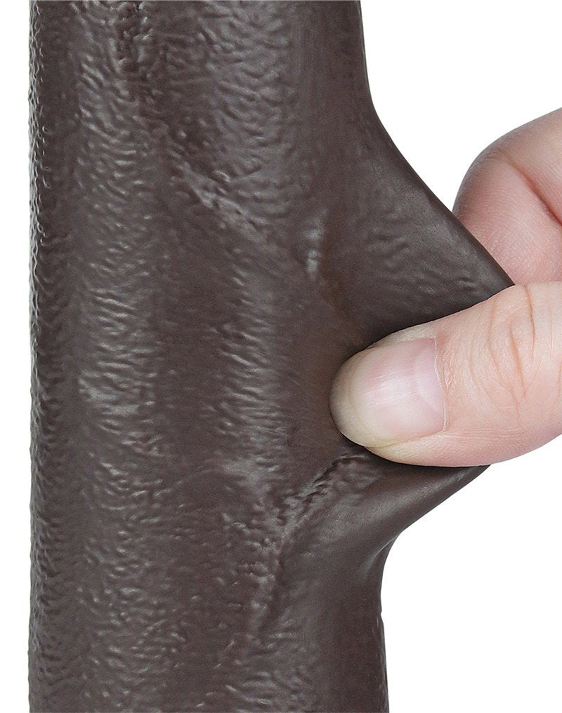LoveToy - Gleitender Hautdildo 20 cm (Ø 4 cm) - Schwarz
