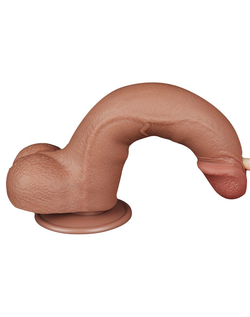 LoveToy - Skin-Schiebe-Dildo 20 cm (Ø 4 cm) - Braun