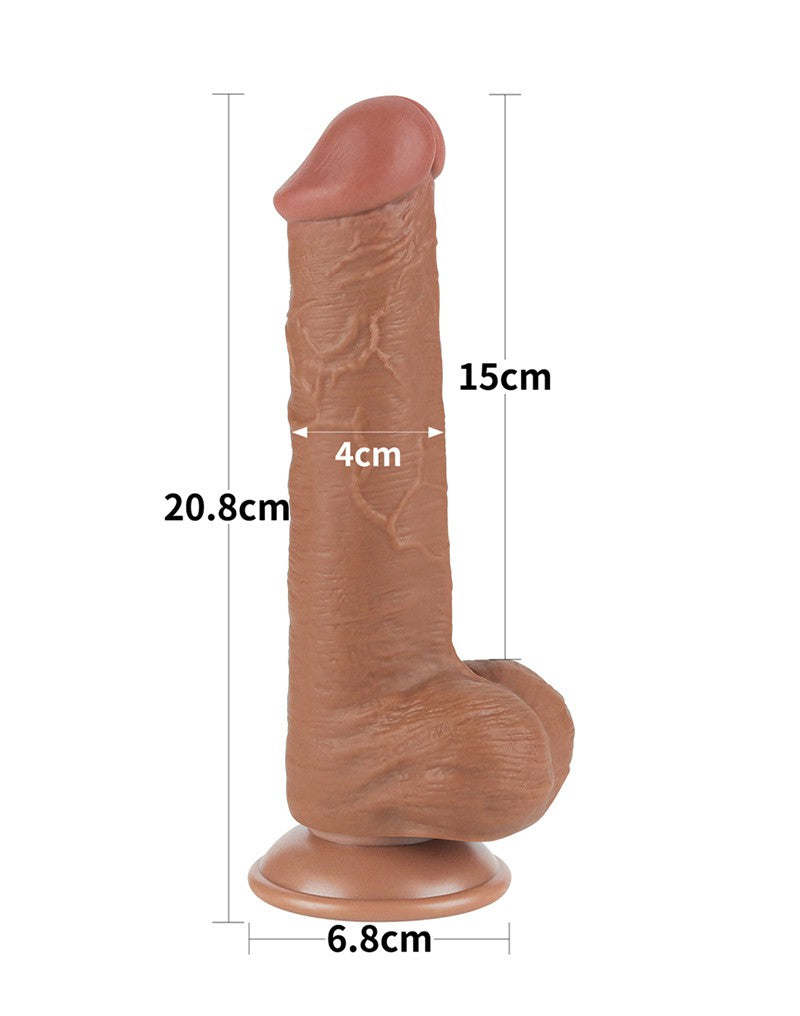 LoveToy - Skin-Schiebe-Dildo 20,8 cm (Ø 4 cm) - Braun