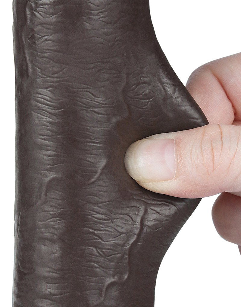 LoveToy - Hautgleitdildo 22 cm (Ø 3,7 cm) - Schwarz