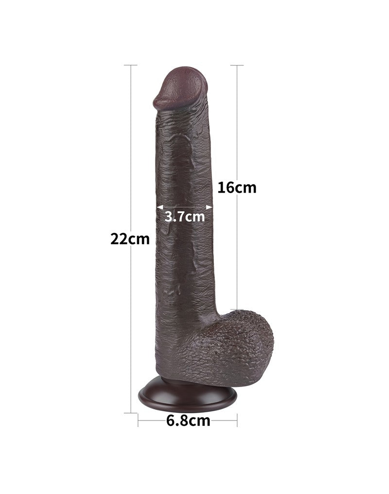 LoveToy - Hautgleitdildo 22 cm (Ø 3,7 cm) - Schwarz