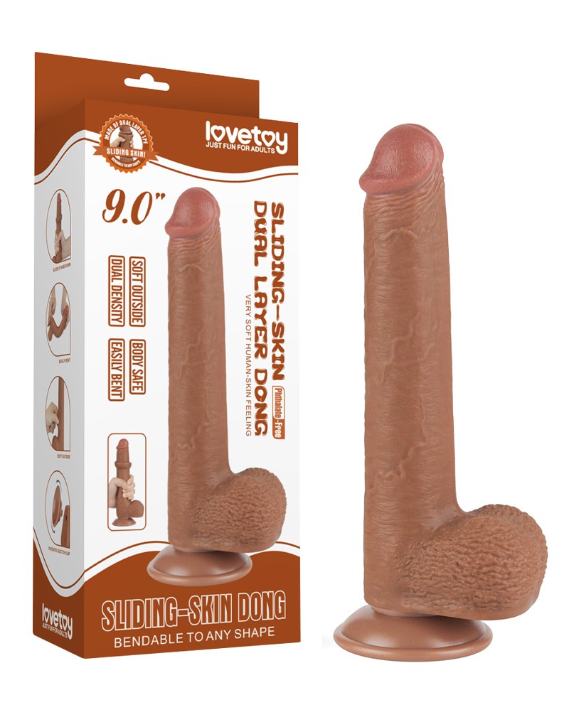LoveToy - Skin-Schiebe-Dildo 22 cm (Ø 3,7 cm) - Braun