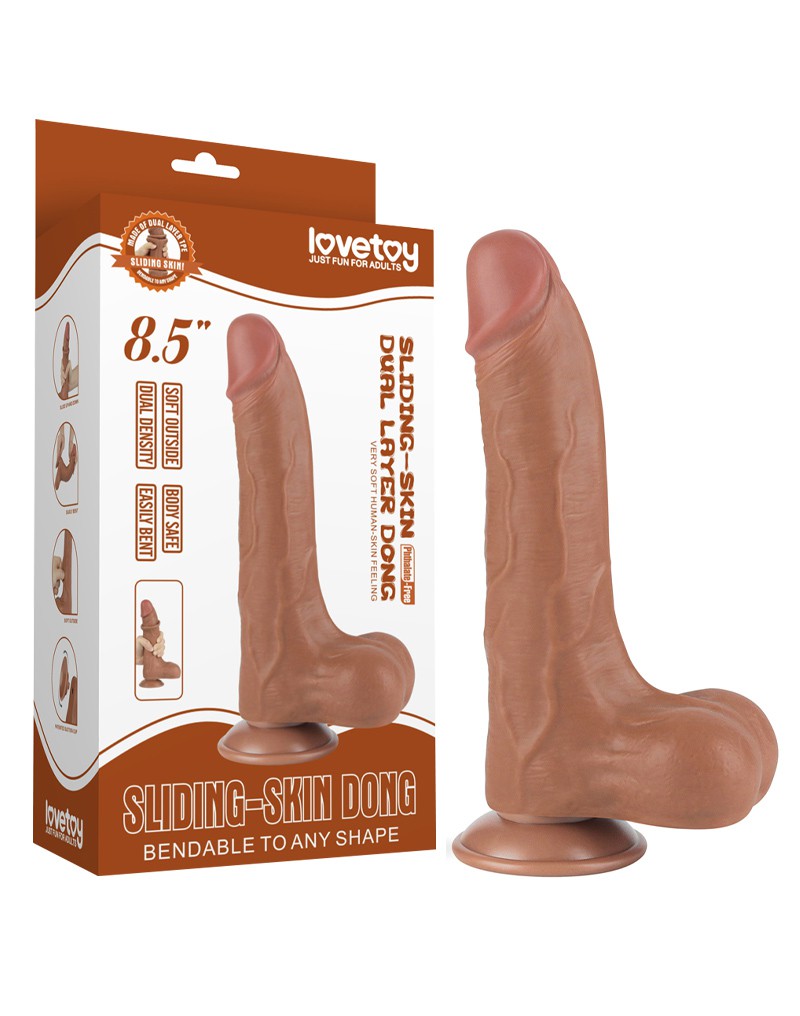 2: LoveToy - Skin-Schiebe-Dildo 22 cm (Ø 4,3 cm) - Braun