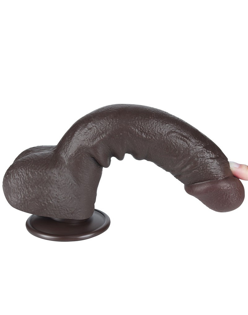 LoveToy - Gleitender Hautdildo 24 cm (Ø 4,3 cm) - Schwarz