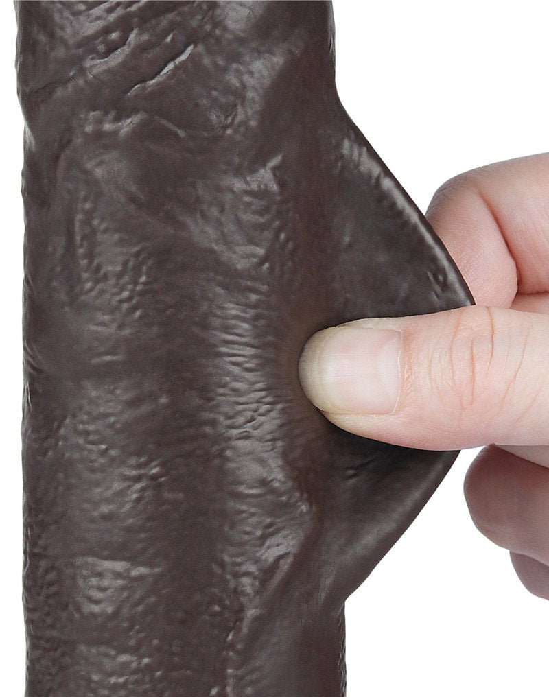 LoveToy - Gleitender Hautdildo 24 cm (Ø 4,3 cm) - Schwarz