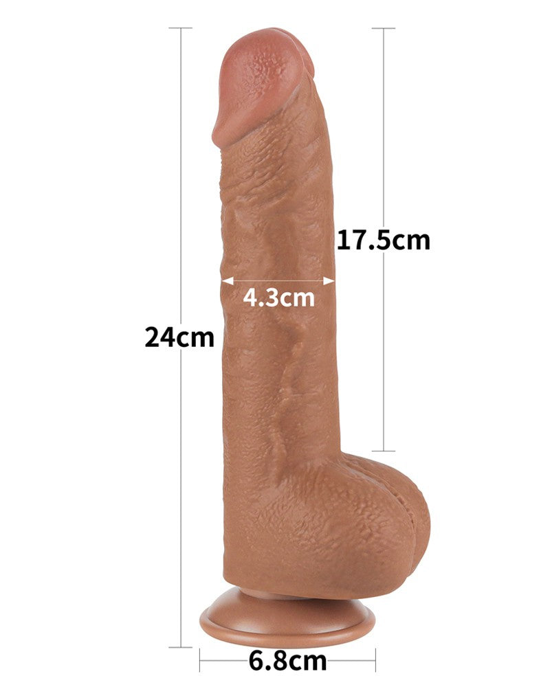LoveToy - Skin-Schiebe-Dildo 24 cm (Ø 4,3 cm) - Braun