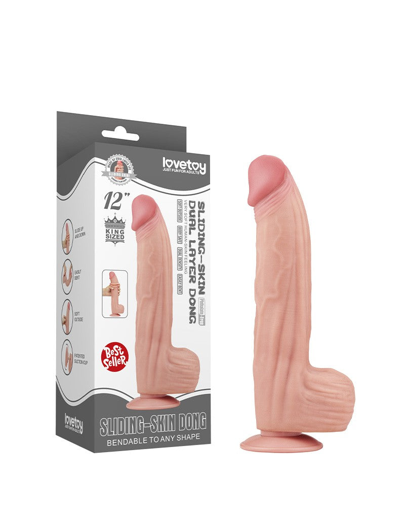 2: LoveToy - Sliding Skin Dildo 31 cm - Nude