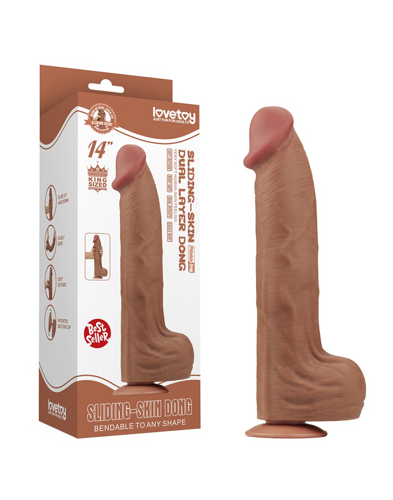 LoveToy - Sliding Skin Dildo 36 cm - Braun