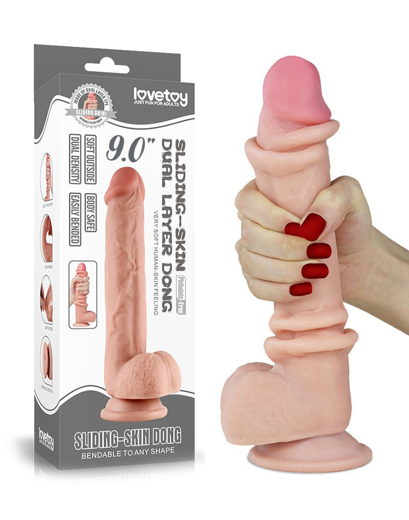 1: LoveToy - Sliding Skin Dildo 9.0" / 23 cm (Ø 4 CM) - Nude