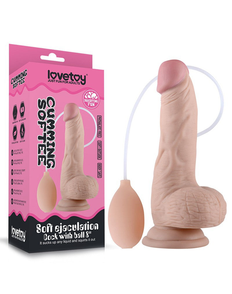 1: LoveToy - Soft Ejaculation Cock mit Hoden 20 cm - Spritzdildo - Nude