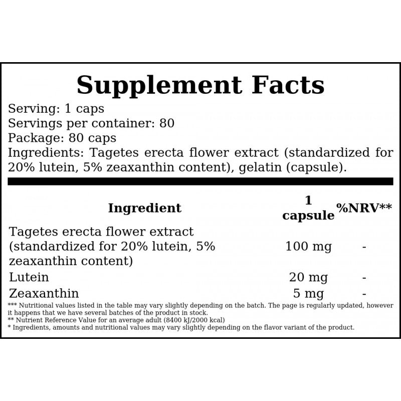 Lutein + Zeaxanthin - 80caps.