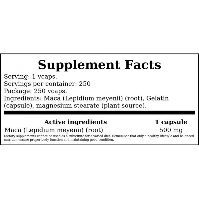Maca 500mg - 250vcaps. x12