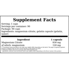 Magnesium Citrate 830mg - 90caps.