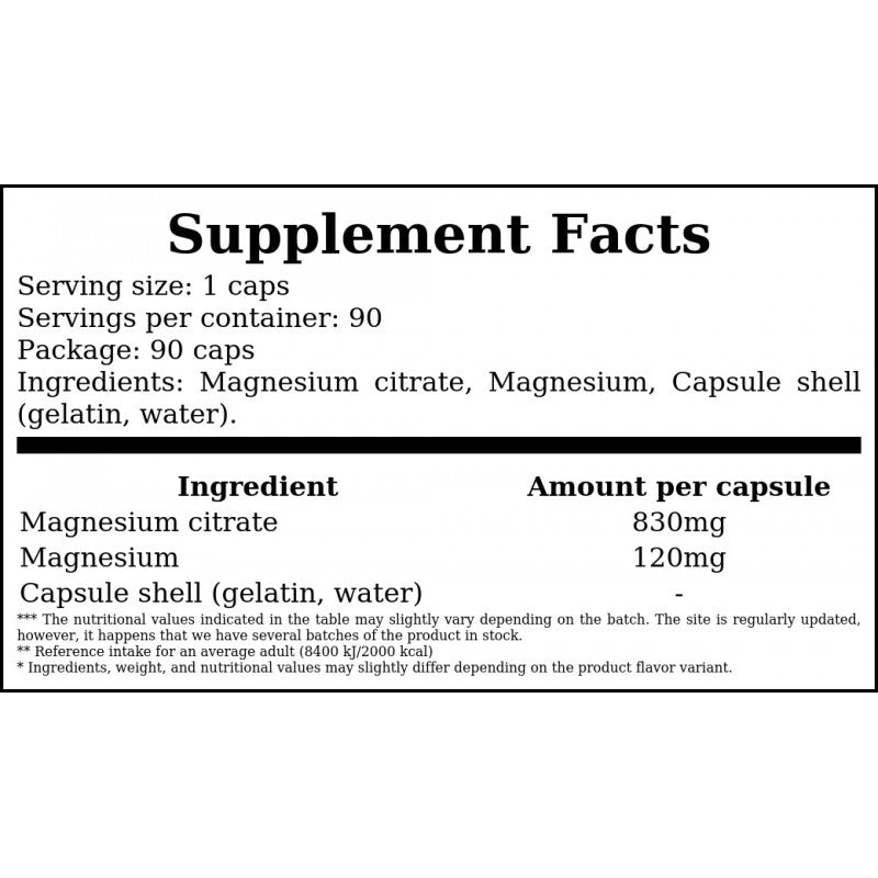 Magnesium Citrate - 90caps.