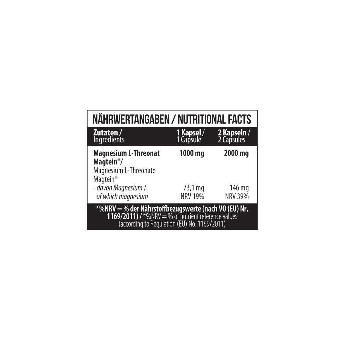 Magtein® Magnesium L-Threonate 1000 mg 60 Kapseln