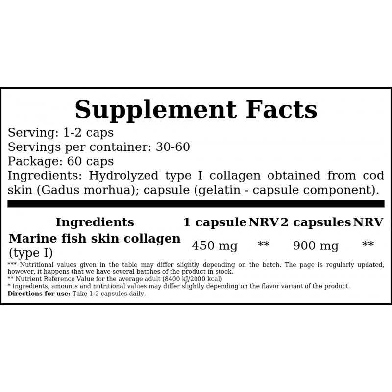 Marine Collagen 450mg (Kolagen Morski) - 60caps x50