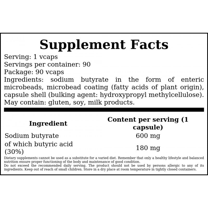 Maślan Sodu 600mg - 90vcaps.