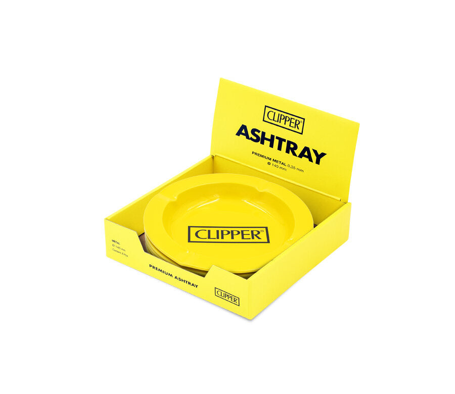 Metal Ashtray - 135mm - Clipper Logo Yel - Display - 6 Stück