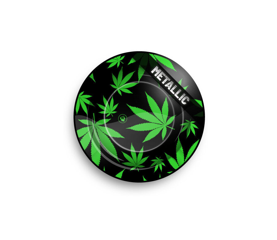 Metal Ashtray - 135mm - Leaves Green metallic - Display - 6 Stück