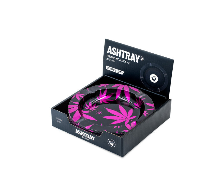 Metal Ashtray - 135mm - Leaves Pink metallic - Display - 6 Stück