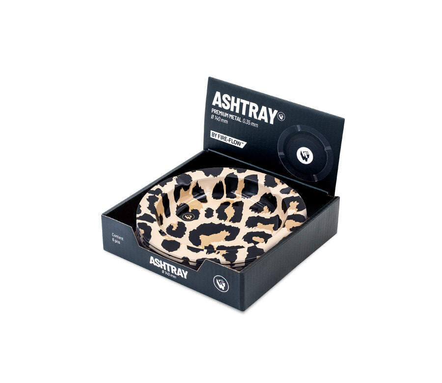 Metal Ashtray - 135mm - Leopard metallic - Display - 6 Stück