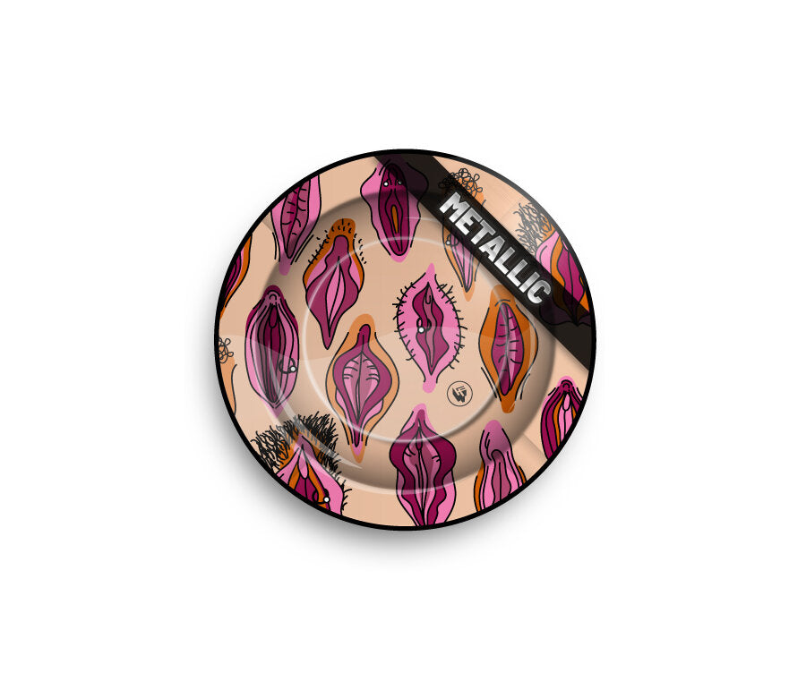 Metal Ashtray - 135mm - Pussy Pattern metallic - Display - 6 Stück