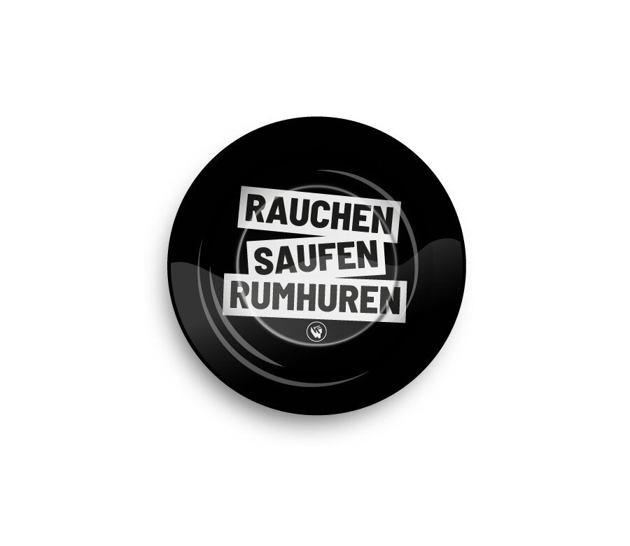Metal Ashtray - 135mm - Rauchen Saufen Rumhuren - Display - 6 Stück