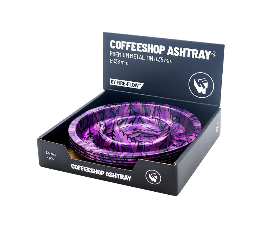 Metal Coffeeshop Ashtray - 136mm - Leaves #33 Pink