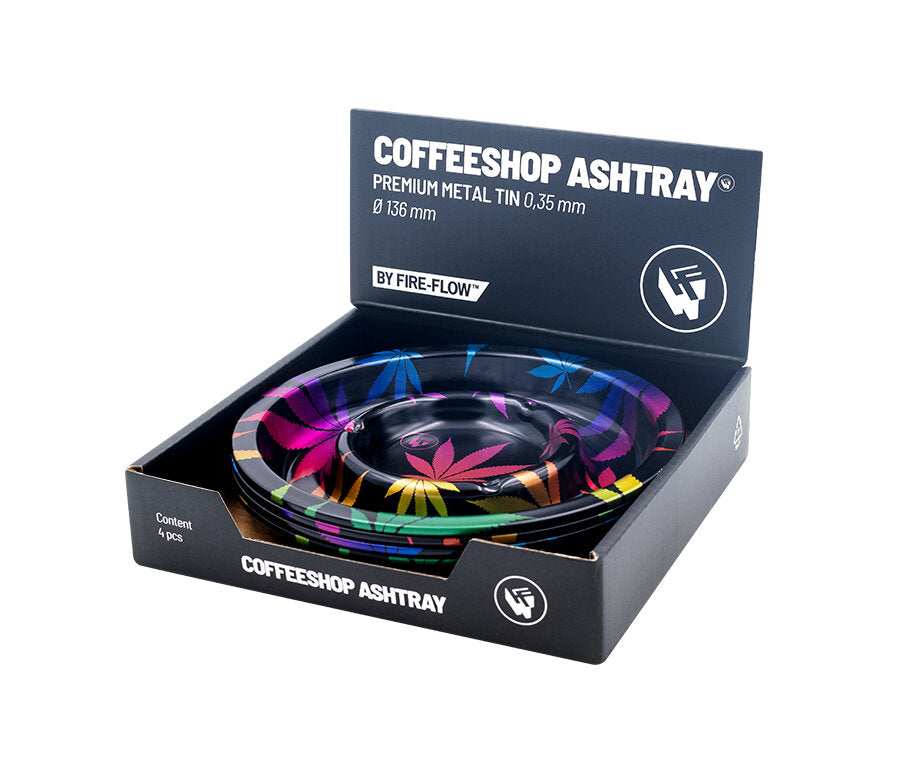 Metal Coffeeshop Ashtray - 136mm - Leaves Gradient