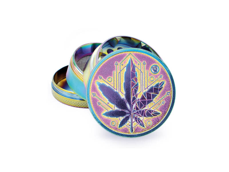 Metal Grinder - 50mm - 4 Layers - Icy - Geometrical Leaf - Display - 4 Stück