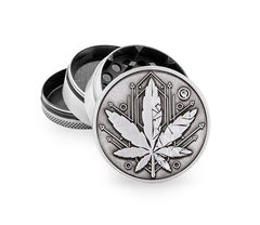 Metal Grinder - 50mm - 4 Layers - Silver - Geometrical Leaf - Display - 4 Stück