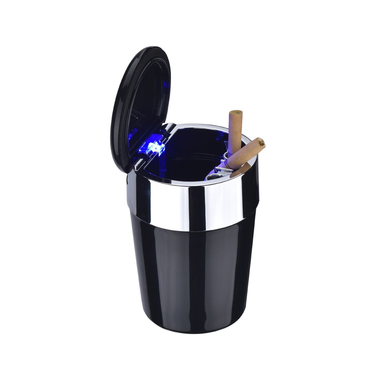 Metallic Auto Aschenbecher mit LED Beleuchtung - Display - 6 Stück