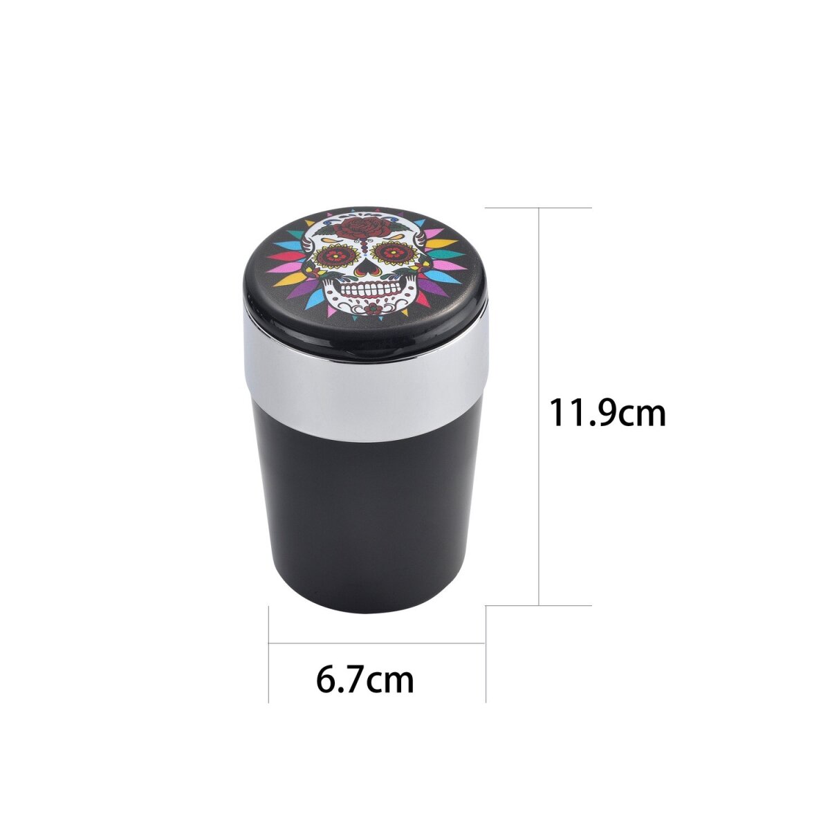 Mexican Skull Auto Aschenbecher mit LED Beleuchtung - Display - 6 Stück
