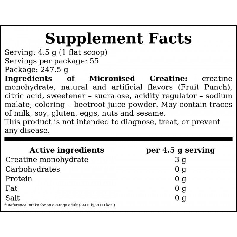 Micronised Creatine - 247g - Fruit Punch