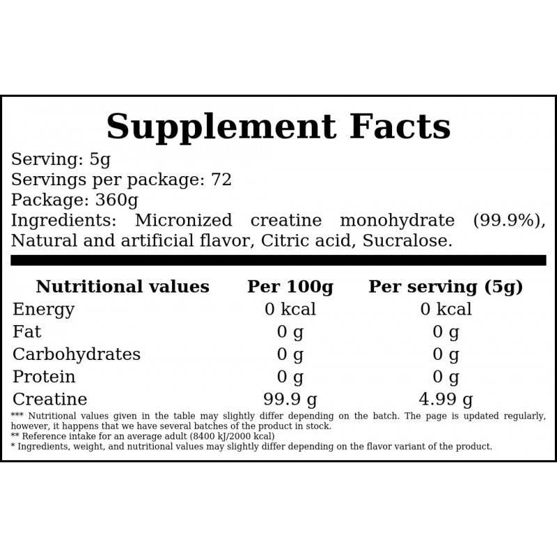 Micronised Creatine - 360g - Blue Raspberry