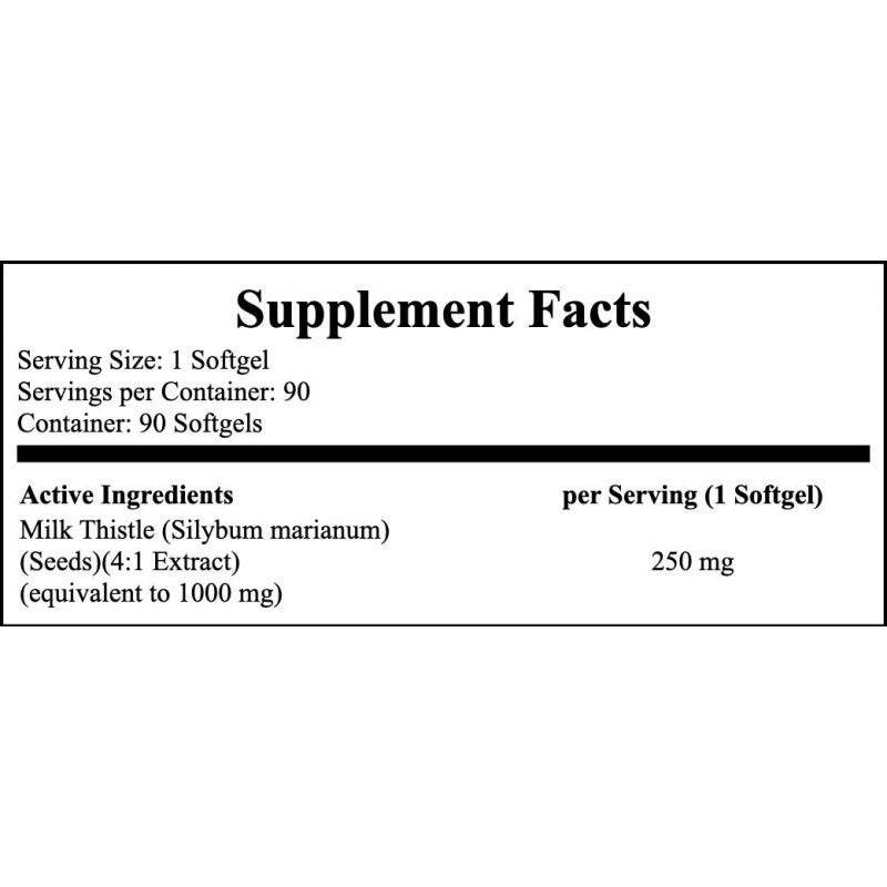 Milk Thistle 4:1 Extract 1000mg - 90softgels.