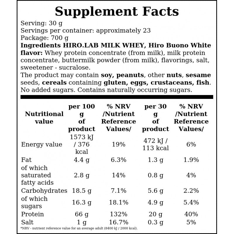 Milk Whey - 700g - Hiro Buono White